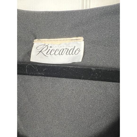 Vintage 80s Black and Silver Chiffon Drop Waist Tiered Skirt Dress 18/20 - Picture 4 of 7